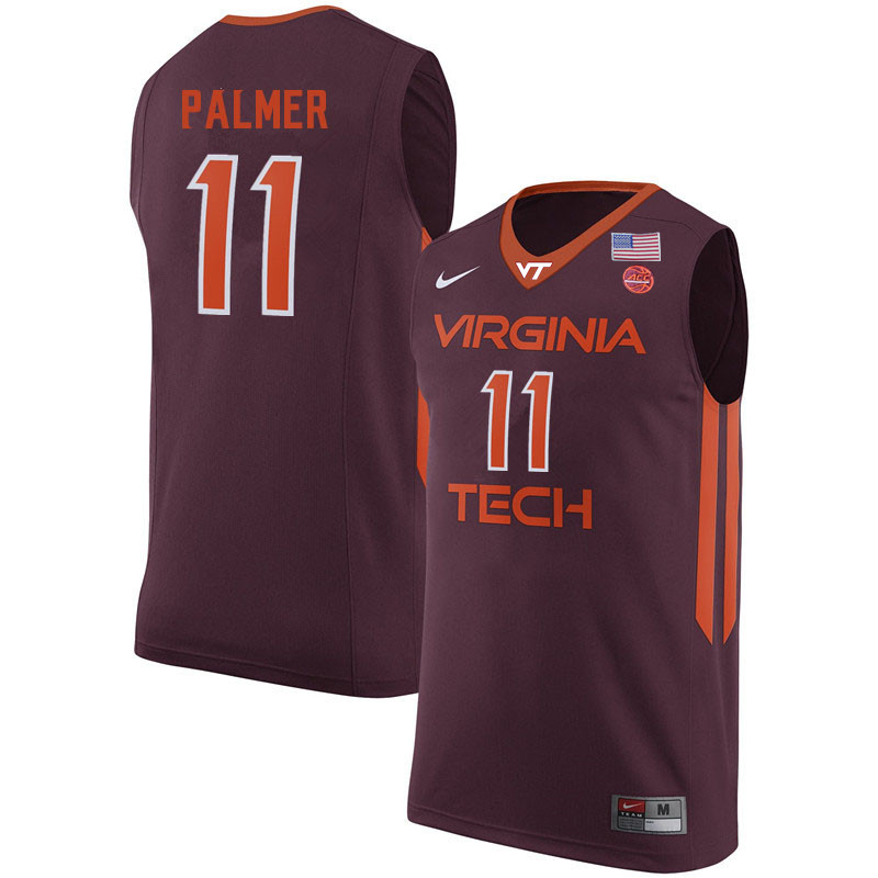 Men #11 Brendan Palmer Virginia Tech Hokies College Basketball Jerseys Sale-Maroon - Click Image to Close